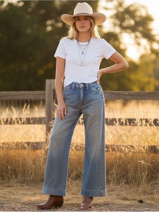 We The Free Denim - We The Free Old West Slouchy Wide Leg Denim Jeans by Free People